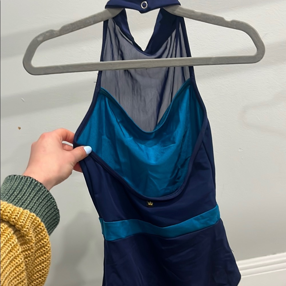 Navy and Teal Halter Maria Leotard